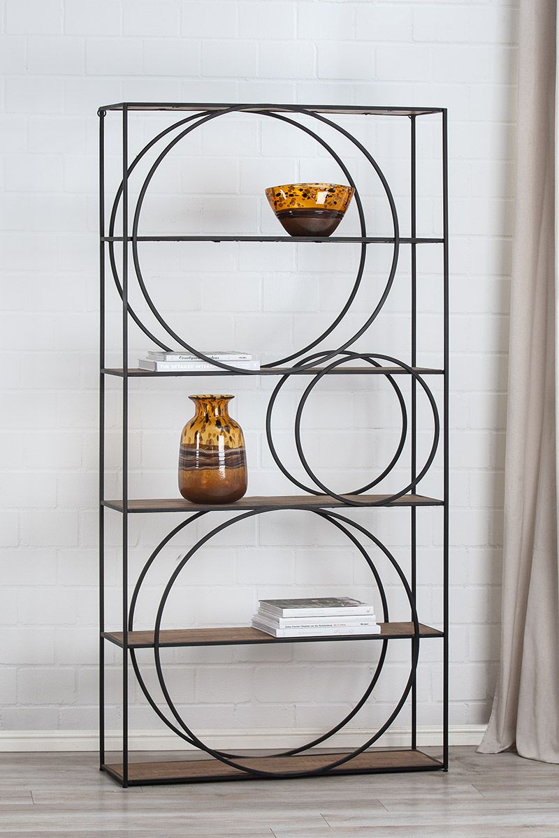 Metalen plank "Circle" - Handgemaakte planken van mangohout voor een minimalistische sfeer