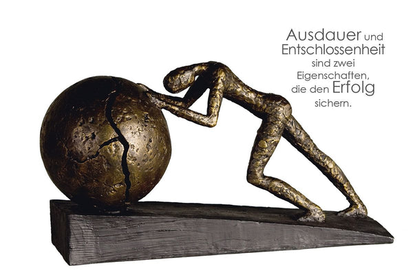 Sculpture SUCCESS bronze coloured with saying pendant