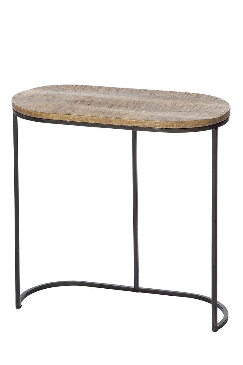 Wooden table set oval Camara panels made of mango wood frame in black