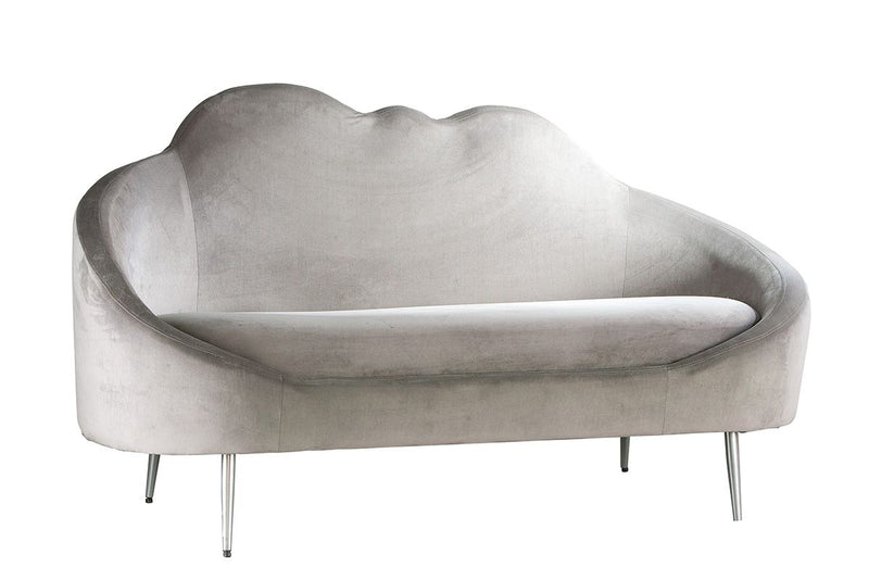 Gilde Casablanca Sofa Cloud grau Holz/Metall/Samtbezug Metallbeine silberfarben