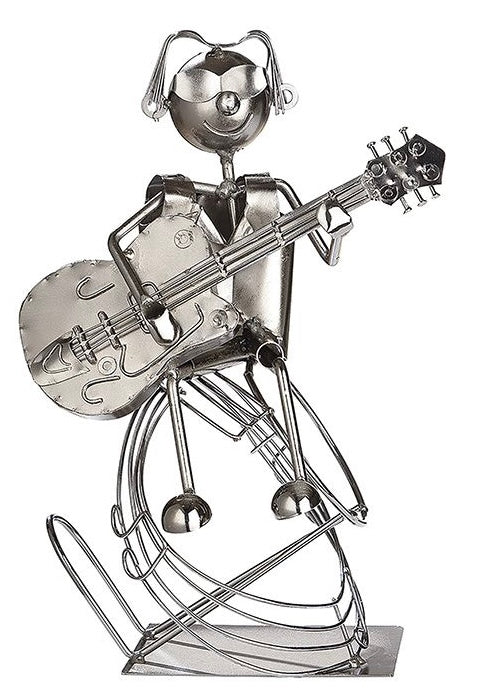 Bottle holder musician silver-colored handmade - decoration and gift idea