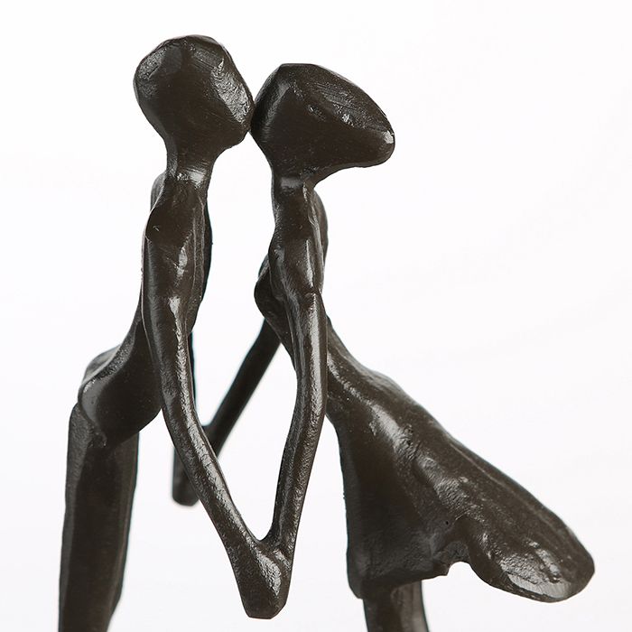 MF Design Skulptur > HERZSCHLAG < Eisen brüniert mit Spruchanhänger Höhe 15cm Liebe Herz Küssen Händehalten Geschenkideen Romantiker