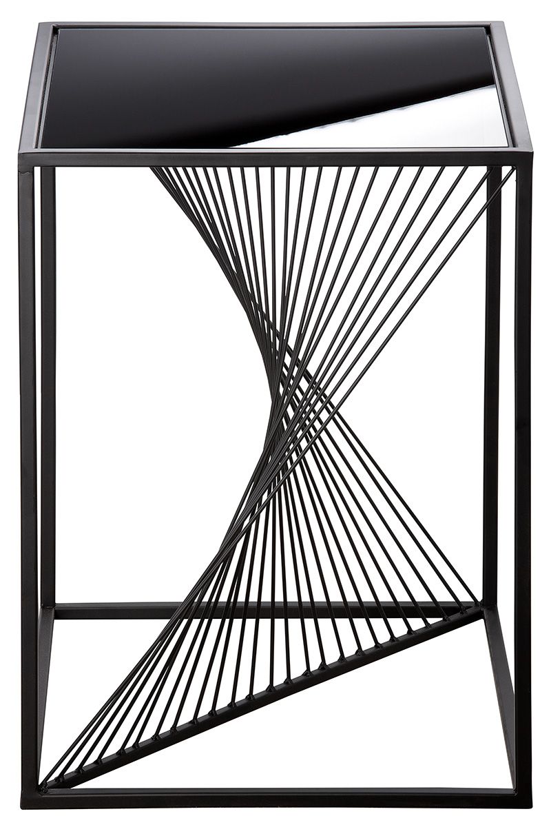 Ray de exclusieve metalen salontafel met zwart glazen blad
