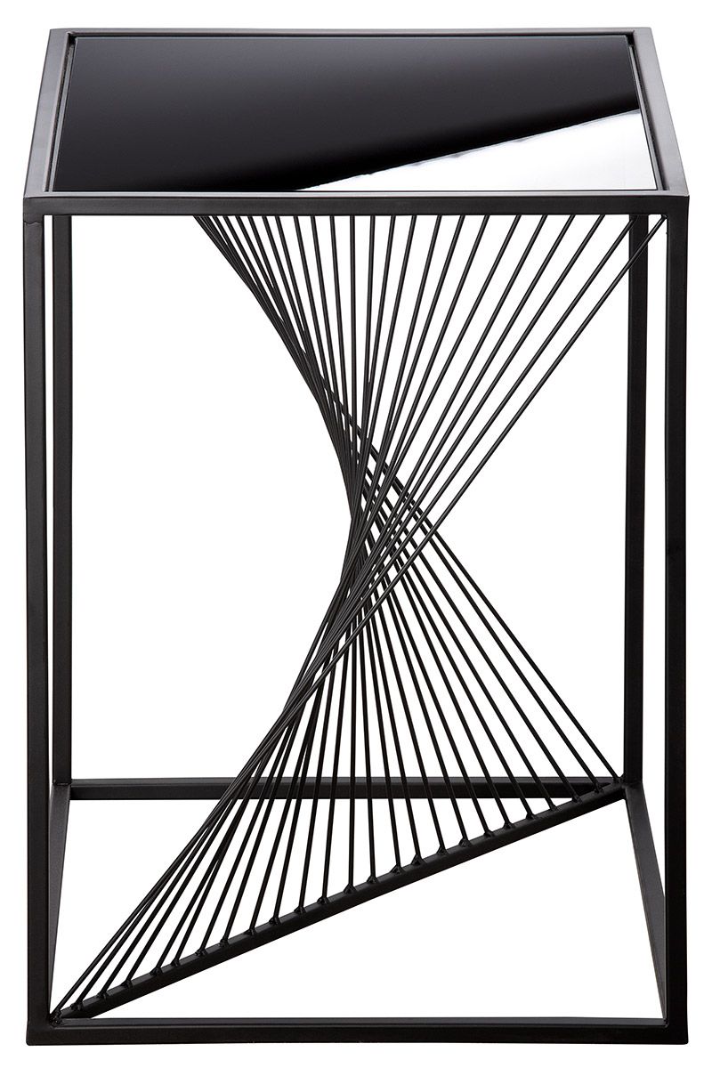 Ray de exclusieve metalen salontafel met zwart glazen blad