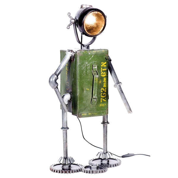 Metall Tischlampe Robot grün mit Aufbewahrungsbox Höhe 72cm