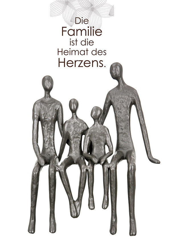Iron design sculpture edge seater family with saying card