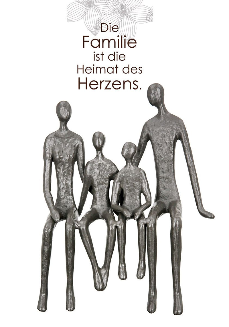 Iron design sculpture edge seater family with saying card