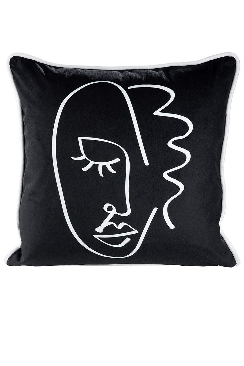 Stoff Kissen Visione schwarz weiß 45x45