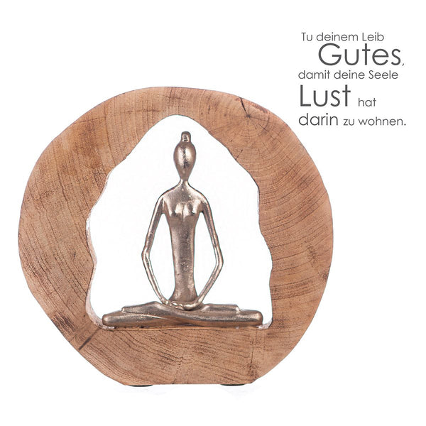 Skulptur Figuren " Yogagruppe " Yoga Figuren in silberfarben Base naturfarben aus Mangoholz Höhe 51cm