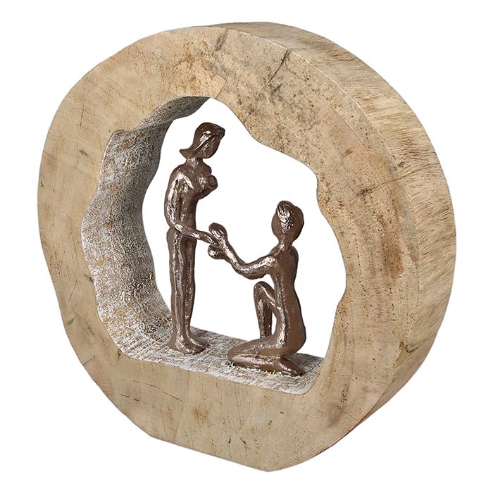 Sculptuur "MARY ME" - Romantisch huwelijksaanzoek gemaakt van mangohout en aluminium