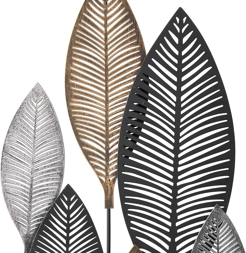 Wanddecoratie Noxi wanddecoratie 3D afbeelding metaal decoratie metalen afbeelding H:75cm bladeren