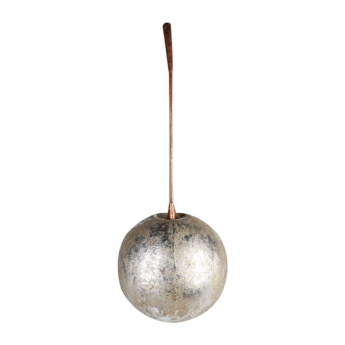 Set of 2 decorative cherries made of metal, silver-coloured, antique finish, suitable for outdoor use, height 100 cm
