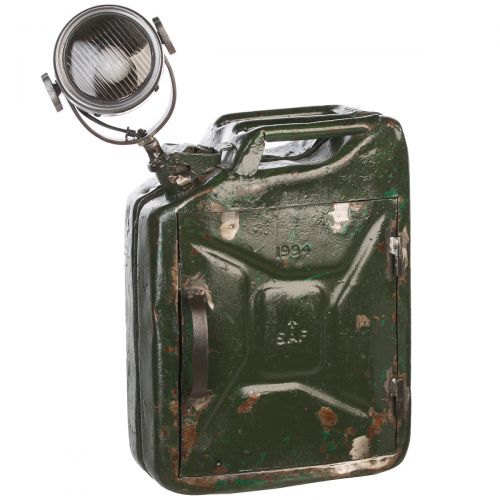 Lampe und Schlüsselkasten "Petrol Can" Eisen grün / braun Rostfinish jedes Teil ein Unikat