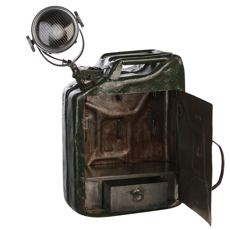 Lamp and key box "Petrol Can" iron green / brown rust finish each piece is unique