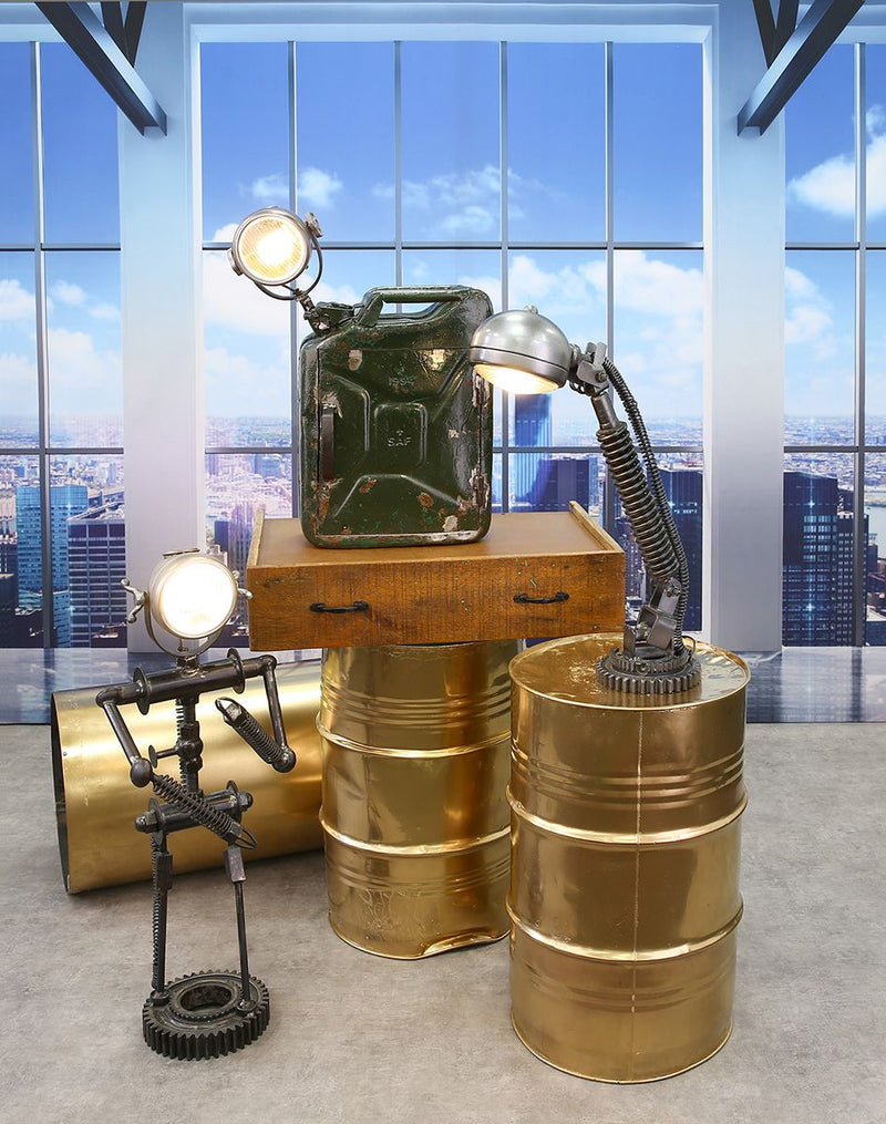 Lamp and key box "Petrol Can" iron green / brown rust finish each piece is unique