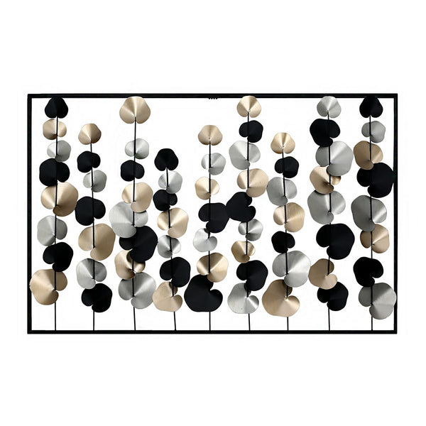 Wandreliëf ranken metaal zwart goud zilver rechthoekig 102x66 cm