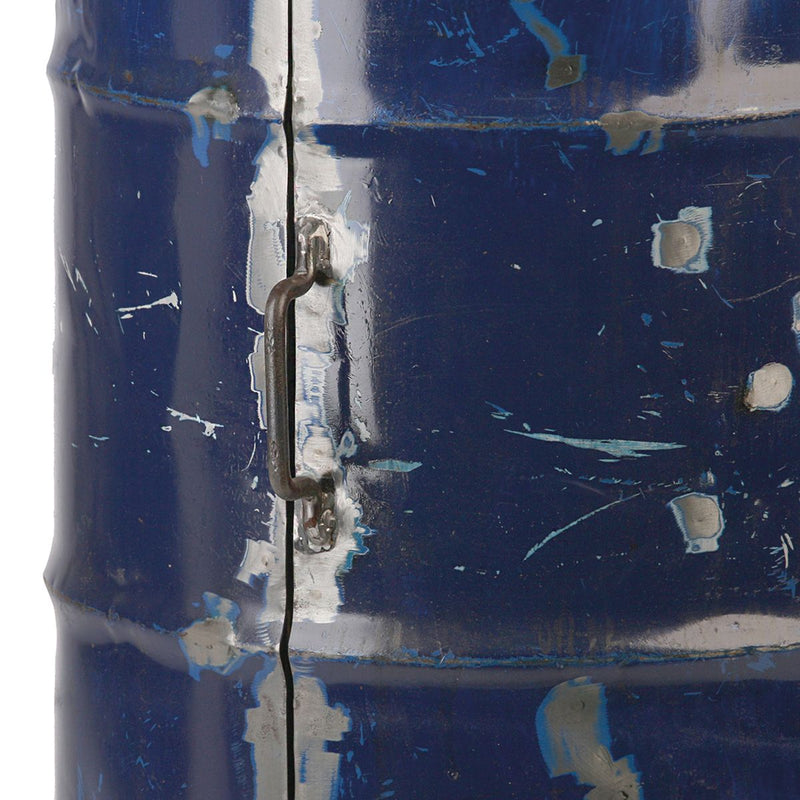 Upcycled Barrel Bar – Wood &amp; Metal, Vintage Blue
