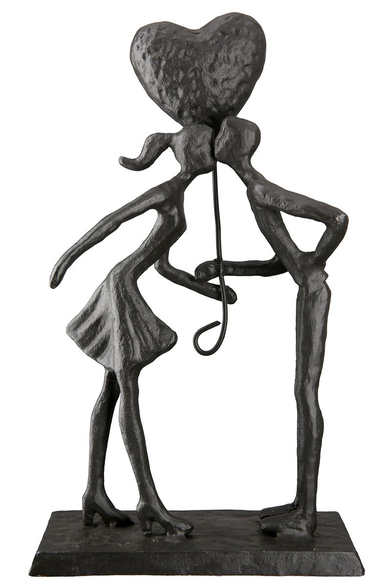 Eisen Design Skulptur Liebespaar mit Herzballon Höhe 22.5cm Geschenkidee