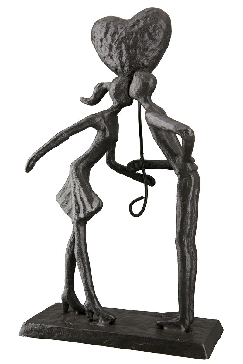 Iron design sculpture lovers with heart balloon height 22.5cm gift idea