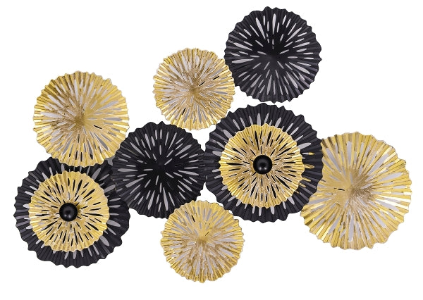 Edle KRESS Wanddeko – Handbemaltes 3D Metallbild, Gold & Schwarz, 54x36 cm, Trendige Farbkombination
