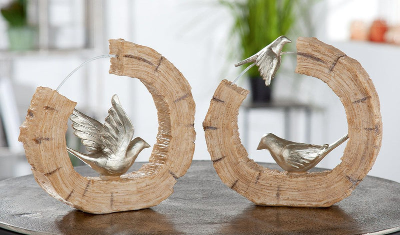 2tlg. Skulptur Vogel silberfarben Höhe 18cm