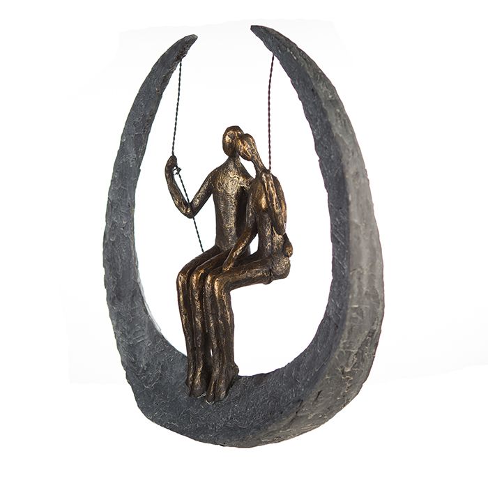 Sculptuur Schommel Poly Metaal Decoratie Liefhebbers Schommel Hoogte 30cm Liefde Handgemaakt