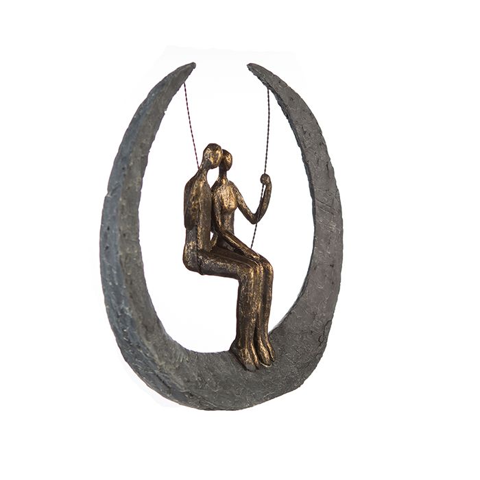 Sculpture Swing Poly Metal Decoration Lovers Swinging Height 30cm Love Handmade