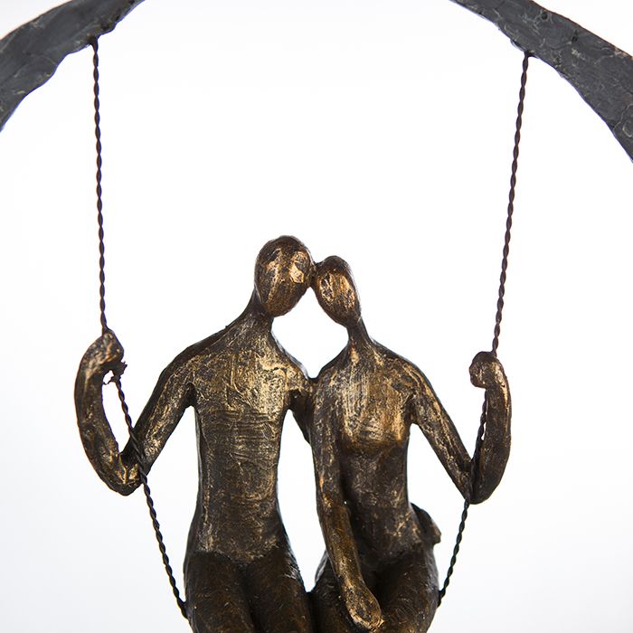 Sculptuur Schommel Poly Metaal Decoratie Liefhebbers Schommel Hoogte 30cm Liefde Handgemaakt