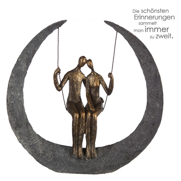 Skulptur Swing Poly Metall Dekoration Liebespaar am Schaukeln Höhe 30cm Liebe Handgefertigt