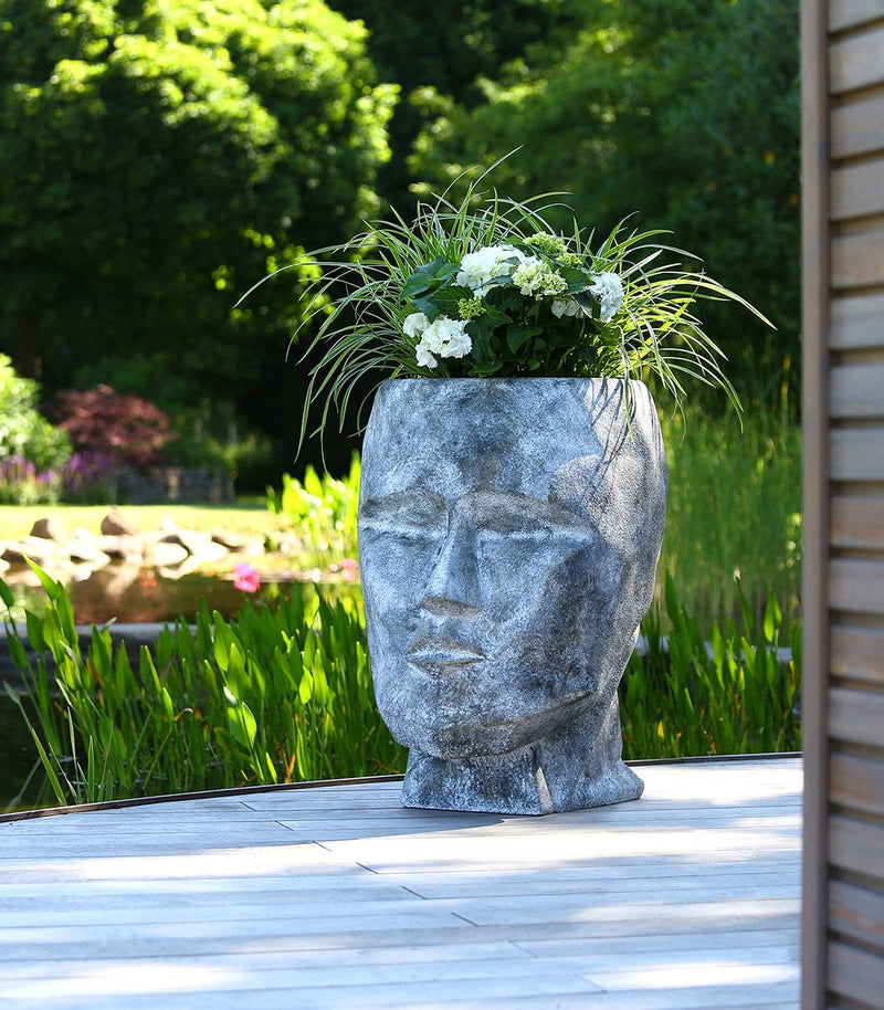 Pflanzgefäß Outdoor Head Betonoptik mit Oberflächenstruktur Höhe 45cm