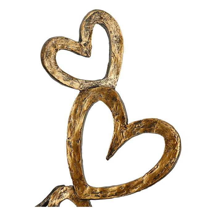 Sculptuur hart op hart goudkleurig hart piramide zwarte voet met spreuk hanger