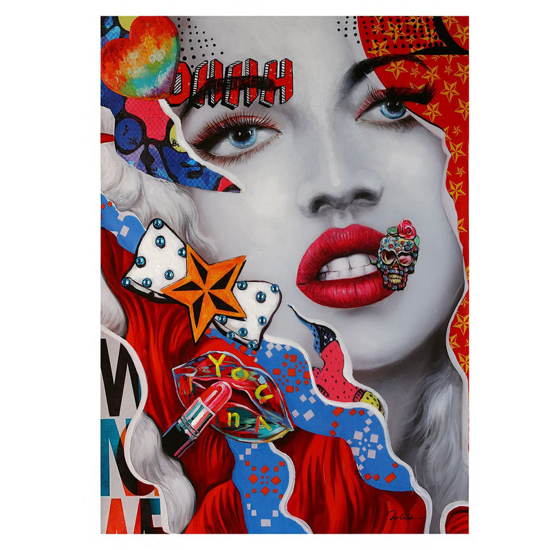 Bild Street Art Girl Lippenstift bunt 70x100cm