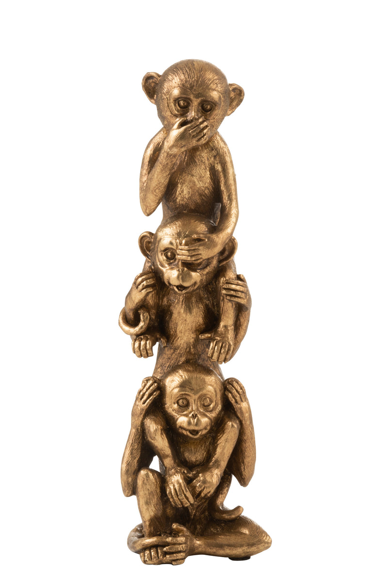 3 Affen in Antik Gold nichts Hören, Sehen, Sagen, 32cm Höhe