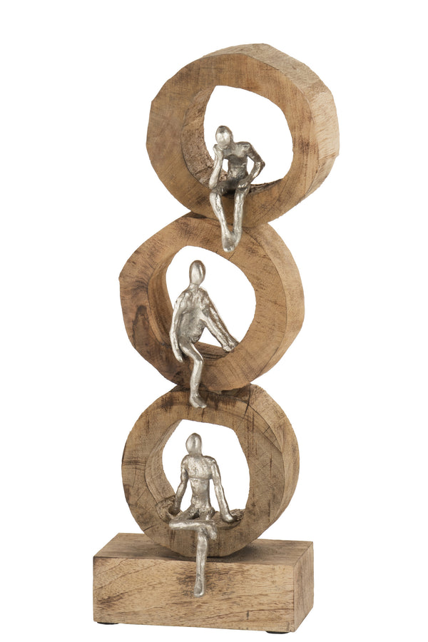 Figur Skulptur DENKER RINGE Mango Holz Geschenk Dekoration Höhe 59cm
