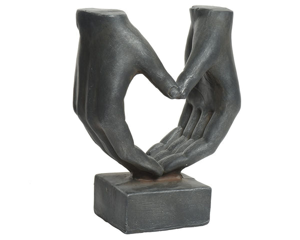 Skulptur Herz Hände auf Sockel Höhe 37cm für den Außenbereich geeignet