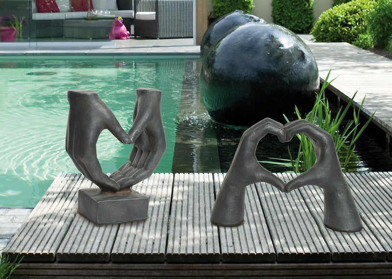 Sculpture heart hands on base height 37cm suitable for outdoor use