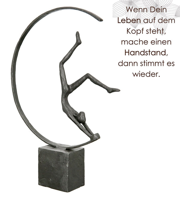 Iron design sculpture gymnast height 29cm with saying card