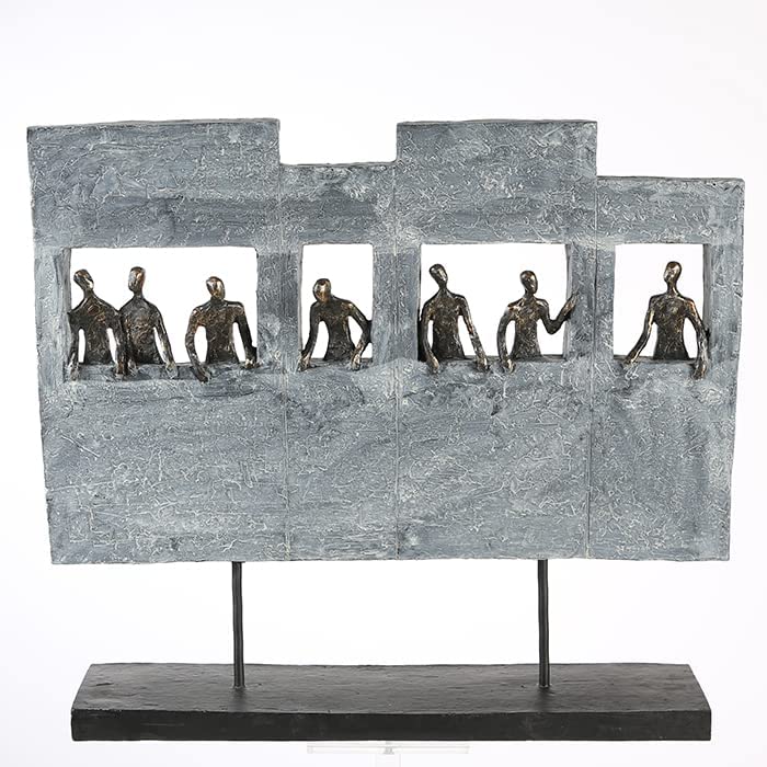 XXL sculpture skyline made of poly bronze-colored figures with slogan pendant height 38cm