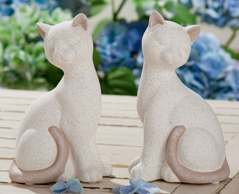 2 parts Ceramic cat Olbia light brown/white with cream colored speckles
