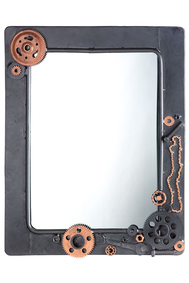 Metal mirror Ruby black/copper Height 77cm