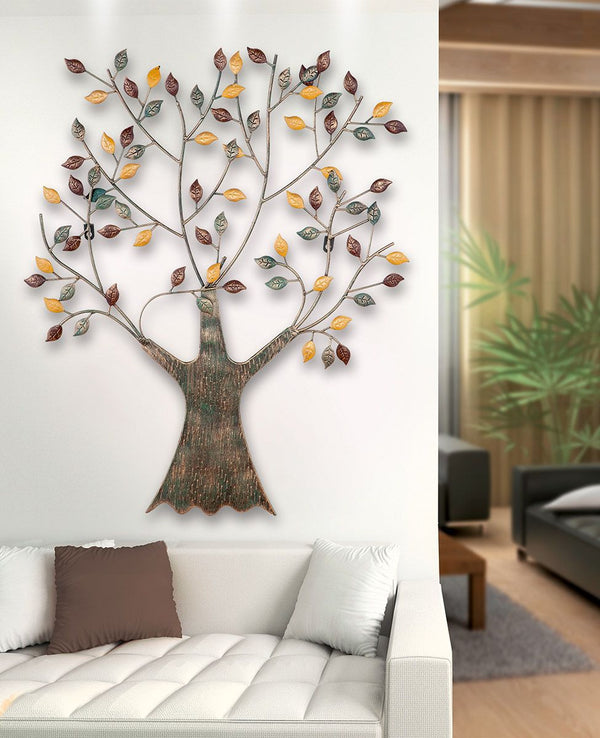3D metalen wanddecoratie Levensboom Elegant design in bruin/groen/goud van Gilde