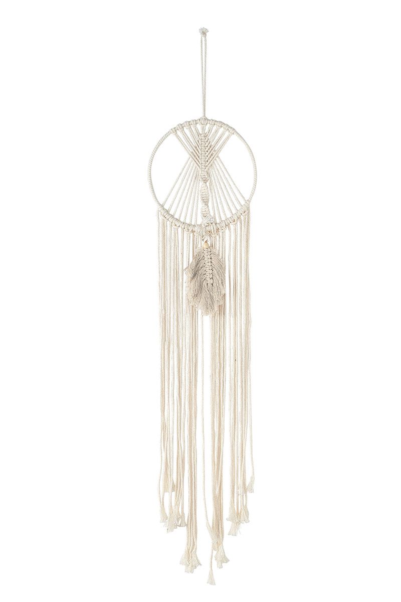 Set of 2 dream catchers Lilou cream with long ribbons
