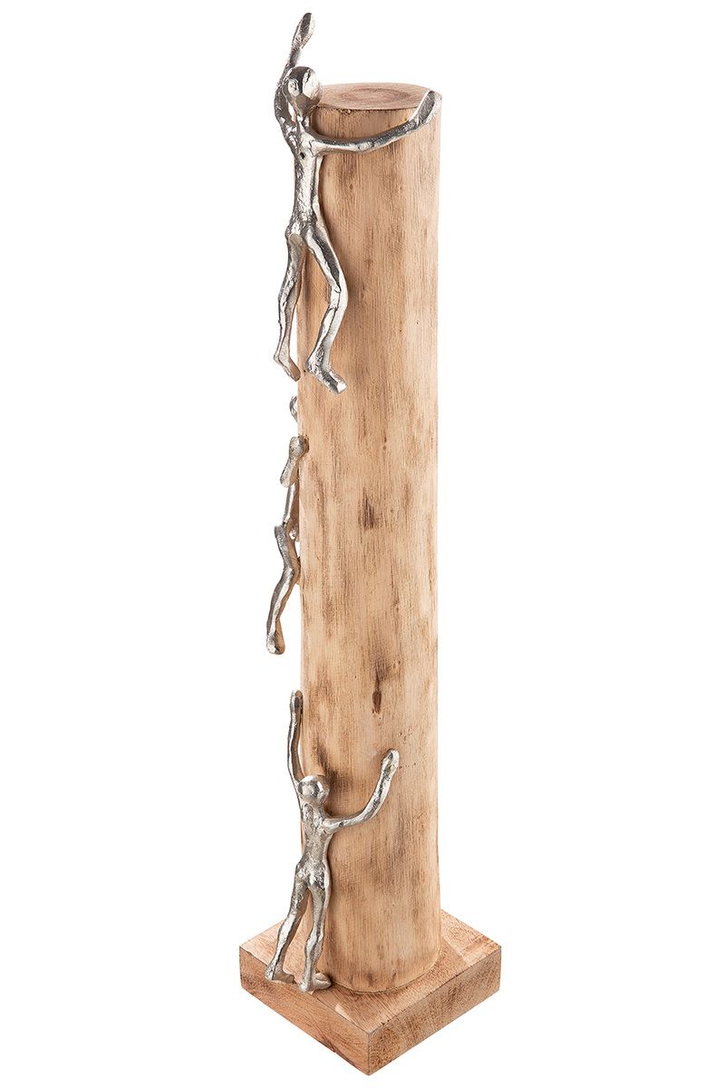 Hoch hinaus" - Elegante Skulptur aus Mangoholz und silberfarbenem Aluminium