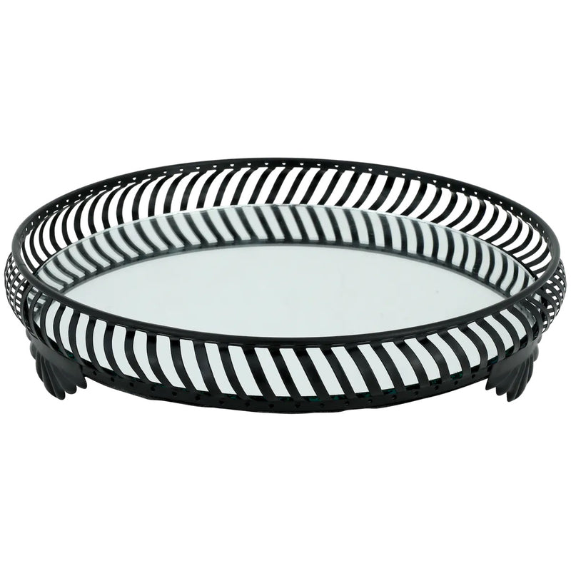Decorative tray mirror tray silver or black metal country house vintage