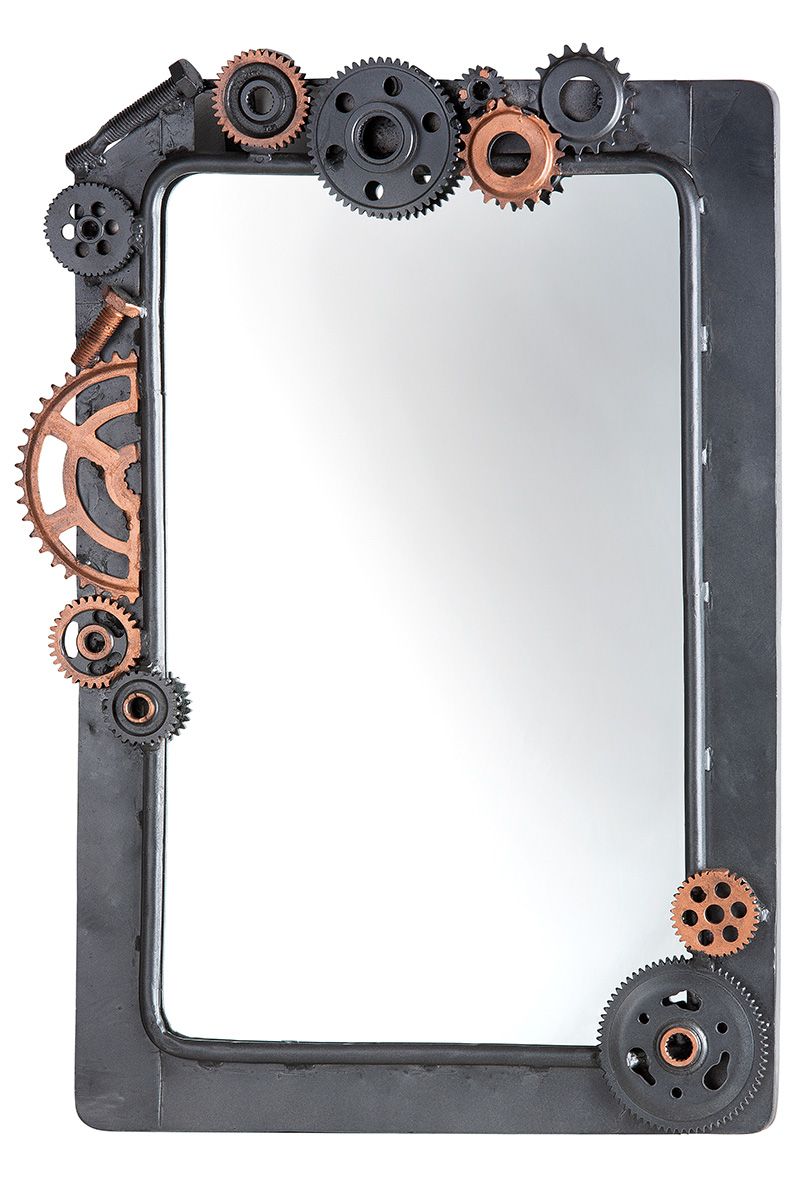 Wand Metall Spiegel Ruby schwarz/kupferfarben Höhe 75cm