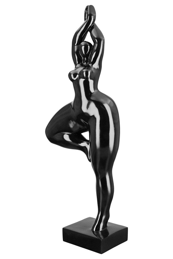 Poly Skulptur Ballerina schwarz glänzend auf Base