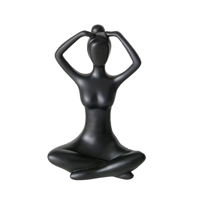 Set van 3 handgemaakte yogafiguren Marie en haar yogapraktijk in zwart hoogte 10cm