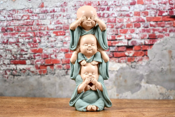 3 Mönche Mönch Figur Sehen Hören Schweigen Höhe 16cm