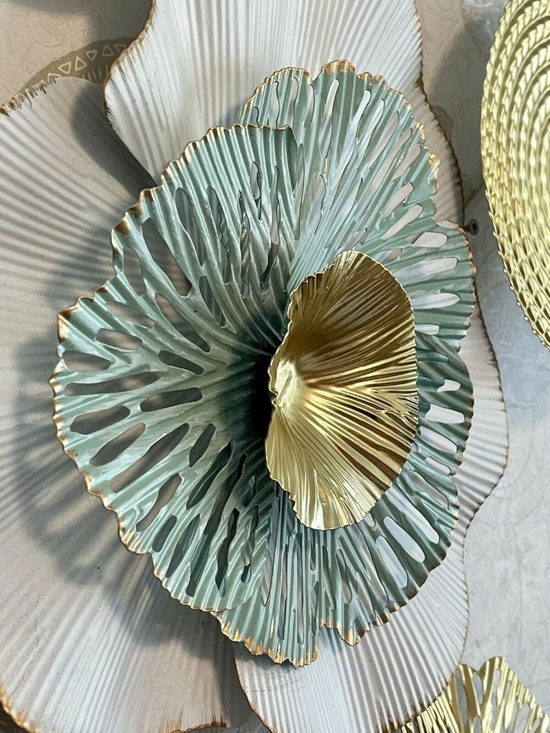 XL 3D Metall Wanddeko Blüten Shabby Chic, Multicolor, 108x49 cm