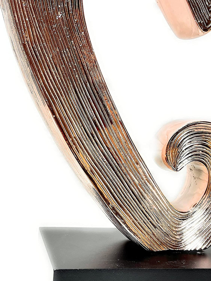 Heart in copper - elegant sculpture on a black base, timelessly romantic decor